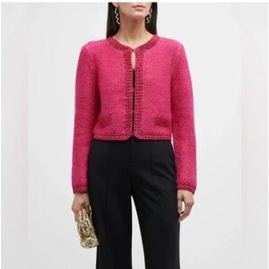 Alice + Olivia Noella Sequin Boucle Cropped Cardigan